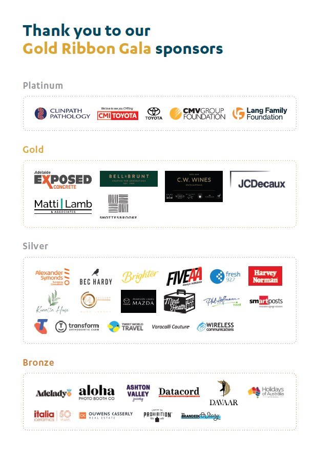 Gold Ribbon Gala 2024 sponsors
