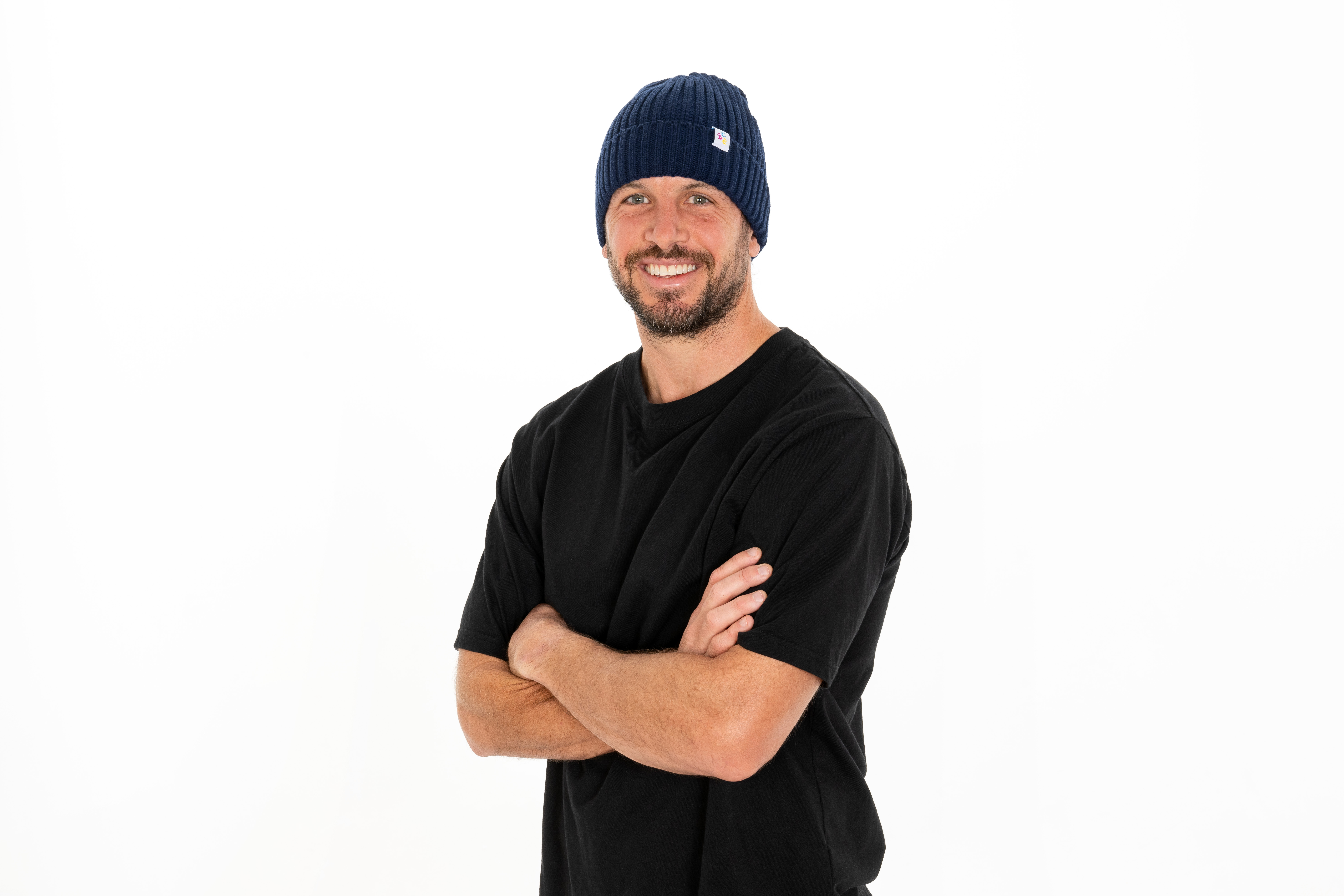 Travis Boak in Childhood Cancer beanie